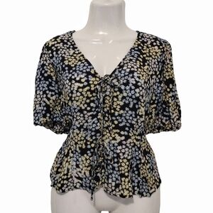 H&M - Floral Puffy Button Down Blouse